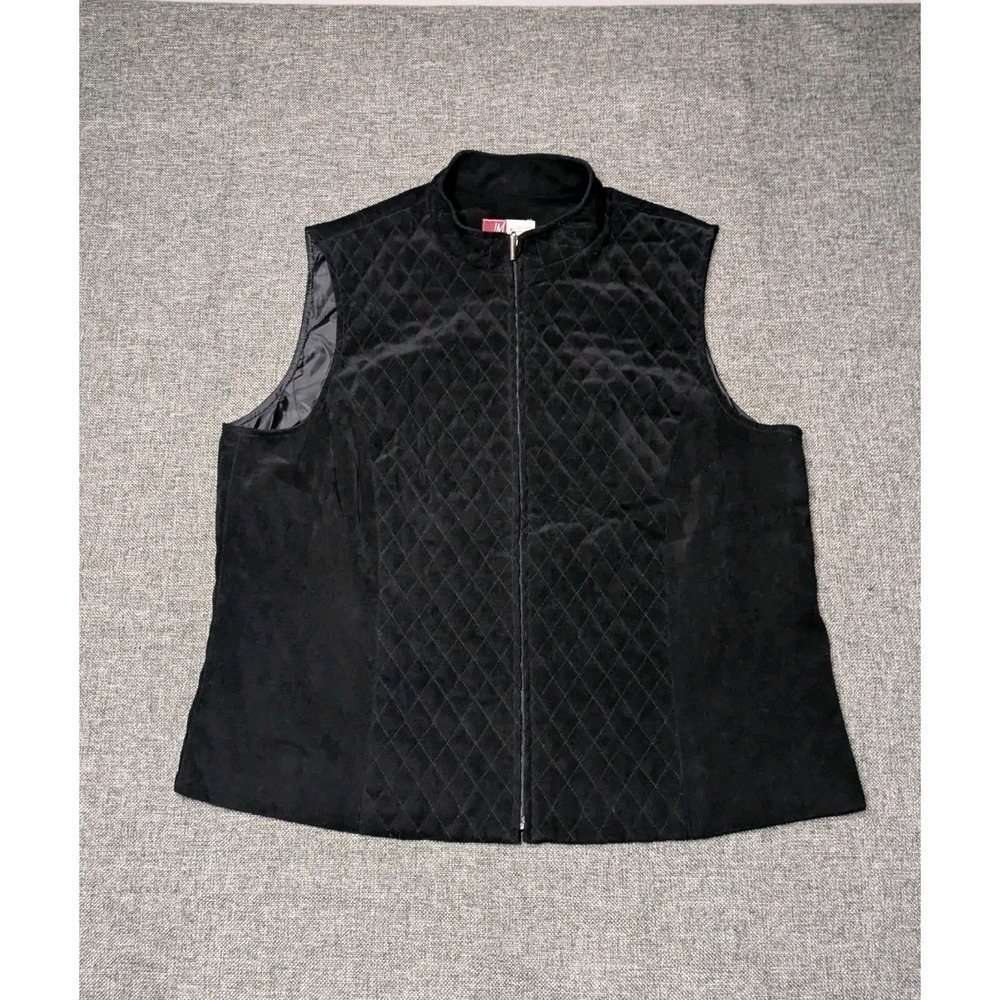 JM‎ Collection Women's Sleeveless Zip Up Black Quilted Vest Size 16